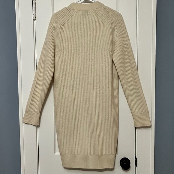 Ganni rib knit wool blend cardigan sweater in cream designer luxury neutral - Picture 9 of 13